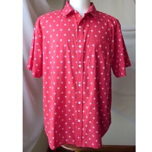 Old Navy Men's XXXL Tall Button-Up Shirt Red/White Stars 4th of July American